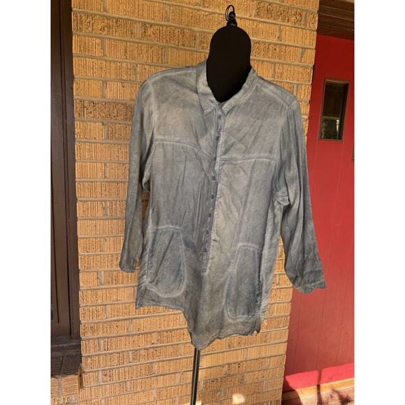 Johnny Was Pete & Greta Long Sl GREY Capras Blouse Shirt Tunic Size M PG31891016 - Picture 1 of 12